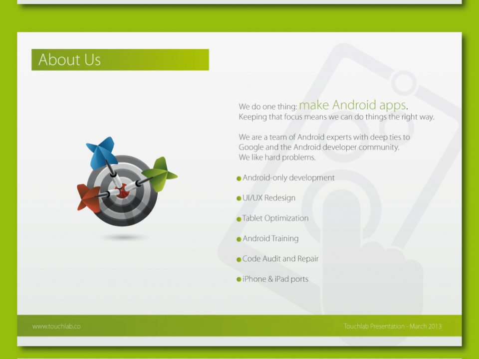 Personnalisation de présentation touchlab