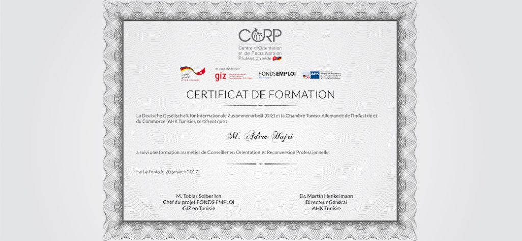 Certificat de formation CORP