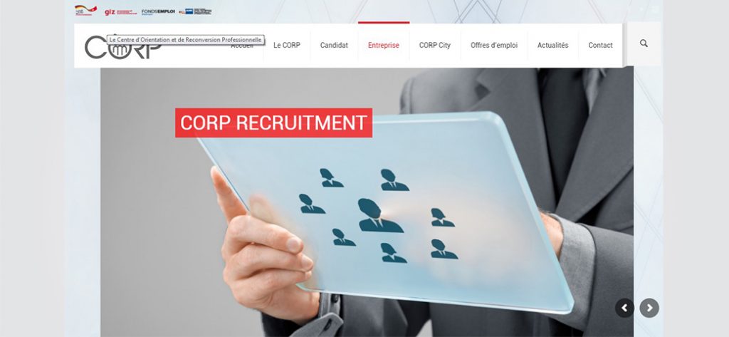 Page entreprise et recrutement CORP