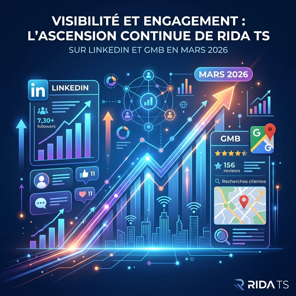 Visibilité et Engagement : L'ascension continue de RIDA TS sur LinkedIn et GMB en Mars 2026